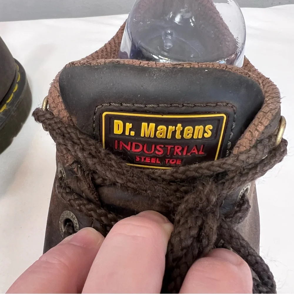 Dr. Martens Hylow Steel Toe Work Shoes in Gaucho brown leather. Size 10